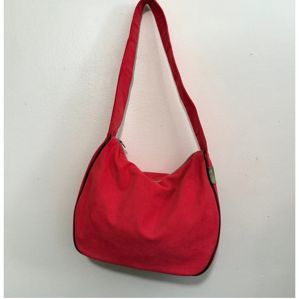 Helen & Riegle bright pink faux suede hobo bucket bag eco